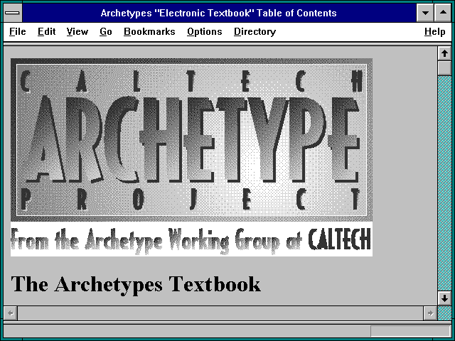 Screenshot of Archetypes 'Electronic Textbook' Table ofContents