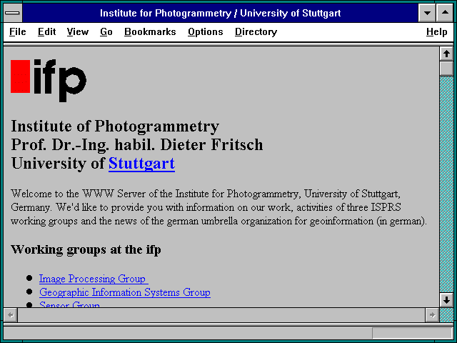 Screenshot of Institute for Photogrammetry / University of Stuttgart