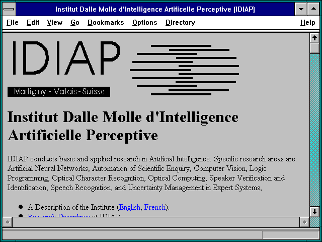 Screenshot of Institut Dalle Molle d'Intelligence Artificelle Perceptive (IDIAP)