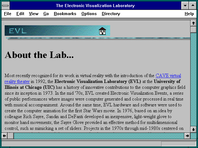 Screenshot of The Electronic Visualization Laboratory