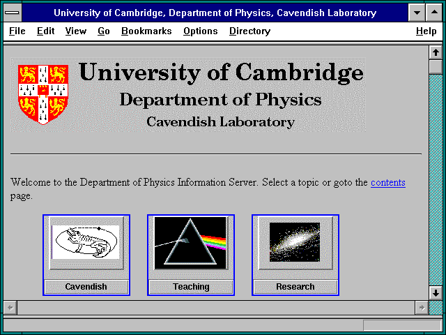 Screenshot of University of Cambridge Department of PhysicsCavendish Laboratory