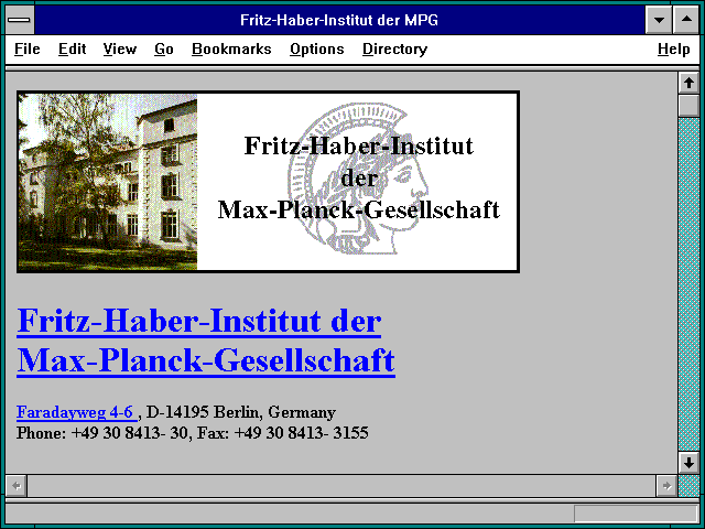Screenshot of Fritz-Haber-Institut der MPG