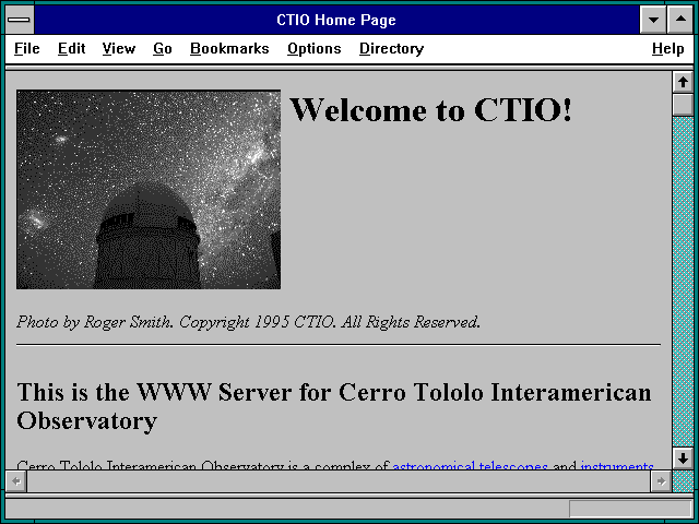 Screenshot of CTIO Home Page