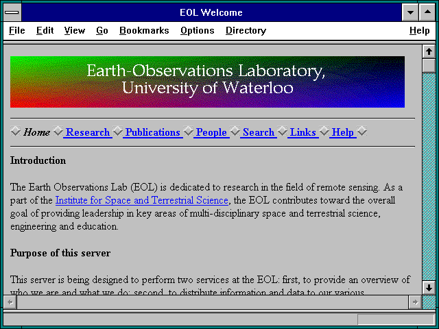 Screenshot of EOL Welcome
