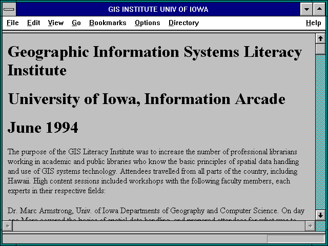 Screenshot of GIS INSTITUTE UNIV OF IOWA