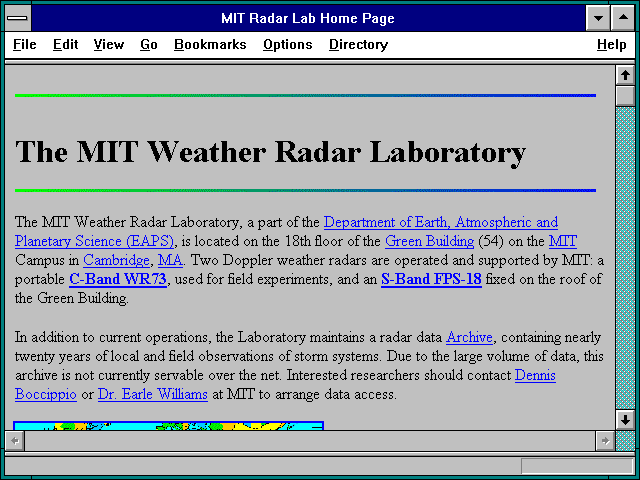 Screenshot of MIT Radar Lab Home Page