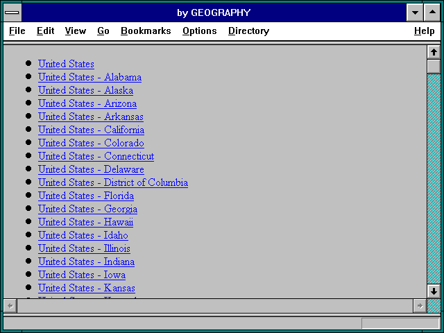 Screenshot of Geography Indexes and Web Resources