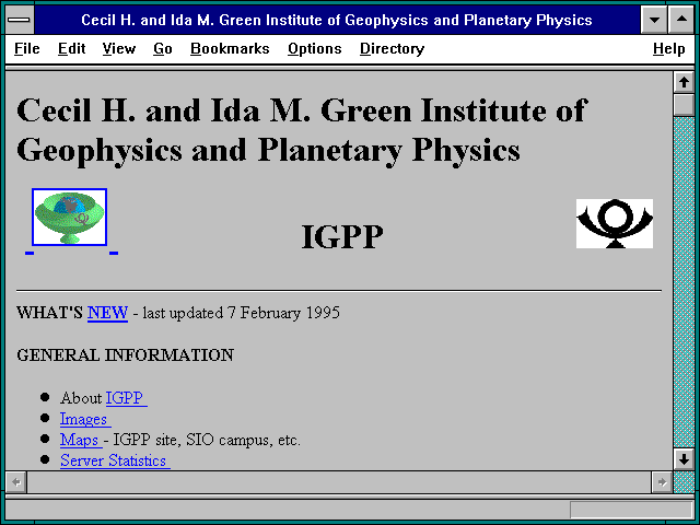 Screenshot of cil H. and Ida M. Green Institute of Geophysics and Planetary Physics