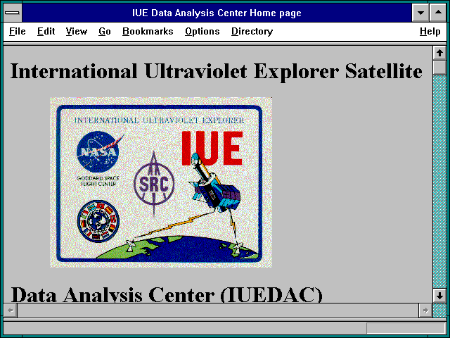 Screenshot of IUE Data Analysis Center Home page