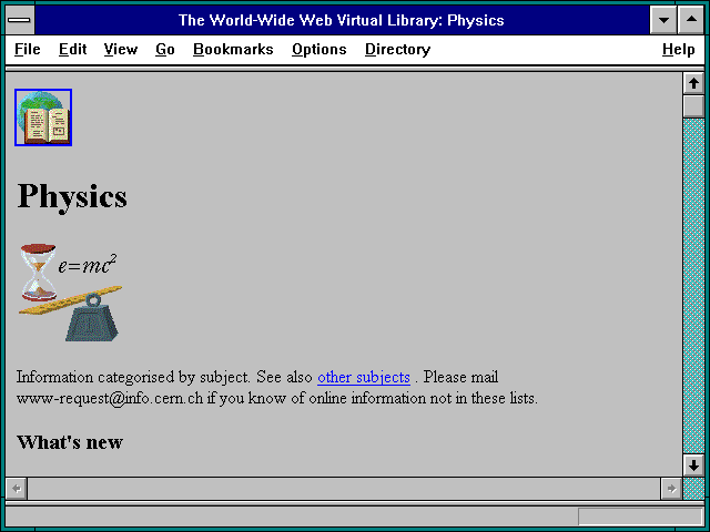 Screenshot of The World-Wide Web Virtual Library: Physics