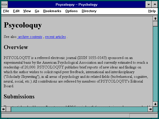 Screenshot of Psycoloquy -- Psychology