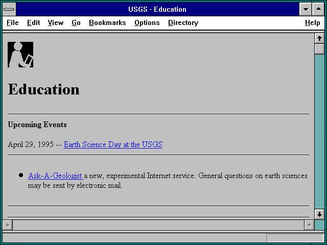 Screenshot of U.S. Geological Survey Learning Web