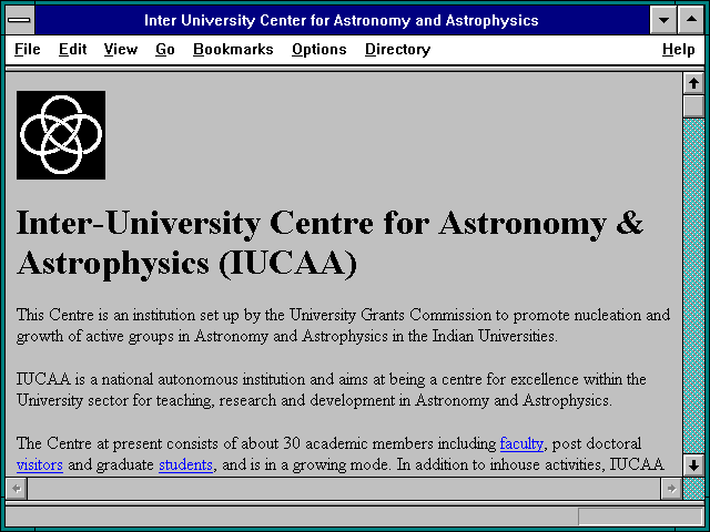 Screenshot of Inter University Center for Astronomy and Astrophysics