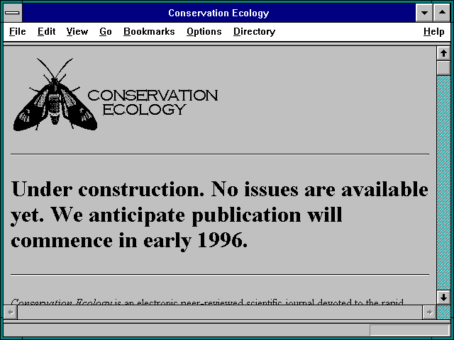 Screenshot of Conservation Ecology