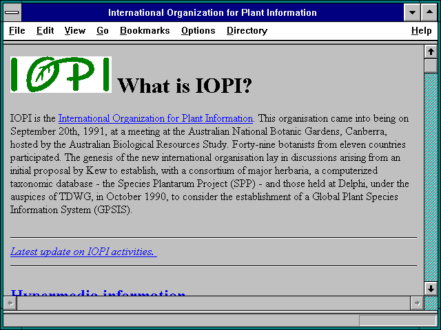 Screenshot of International Organization for Plant Information