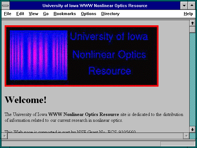Screenshot of University of Iowa WWW Nonlinear Optics Resource