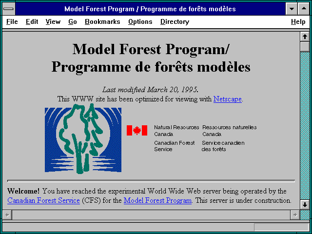Screenshot of Model Forest Program / Programme de foretsmodeles