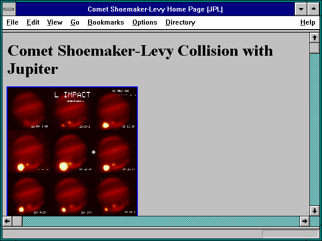 Screenshot of Comet Shoemaker-Levy Home Page (JPL)