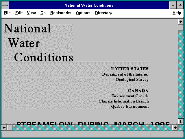 Screenshot of National Water Conditions