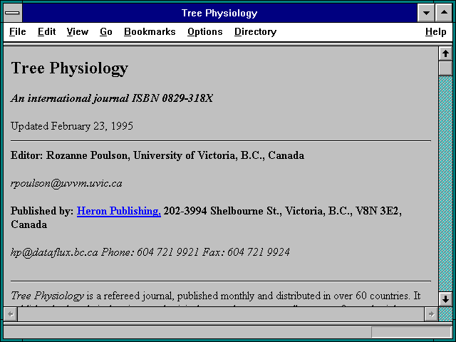 Screenshot of Tree Physiology