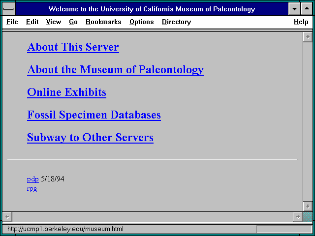 Screenshot of Welcome to the University of California Museum of Paleontology