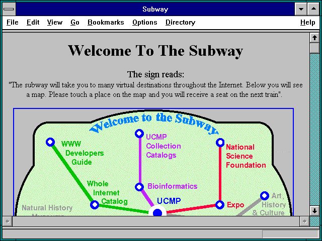 Screenshot of University of California at Berkeley's Museum of Paleontology Subway