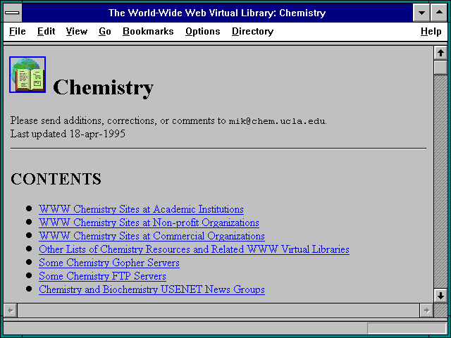 Screenshot of The World-Wide Web Virtual Library: Chemistry