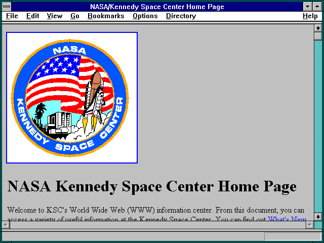 Screenshot of NASA/Kennedy Space Center Home Page