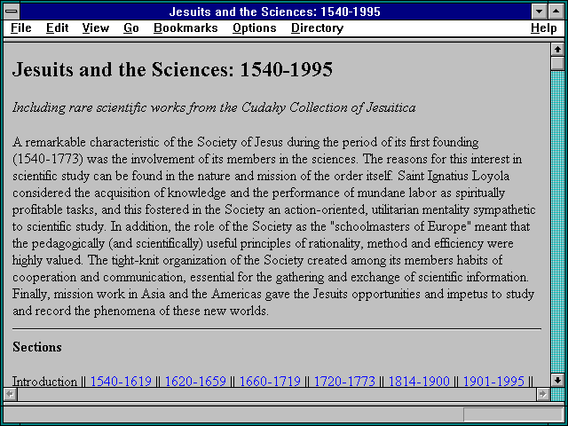 Screenshot of Jesuits and the Sciences: 1540-1995