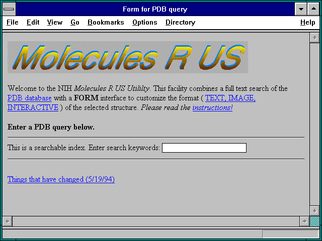 Screenshot of Form for PDB query