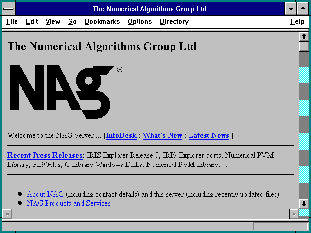 Screenshot of NAG (Numerical Algorithms Group Ltd)