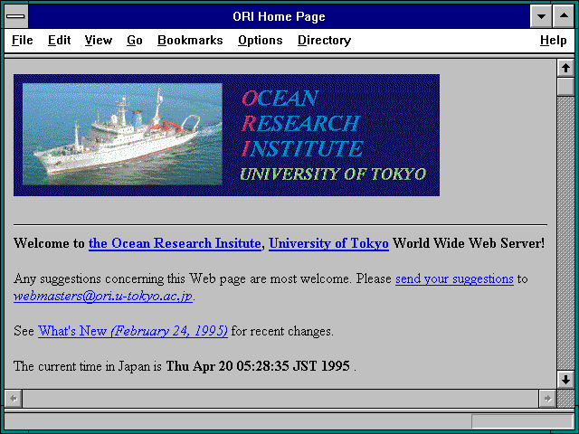 Screenshot of ORI Home Page