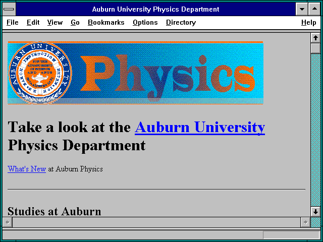 Screenshot of Auburn University Physics Department