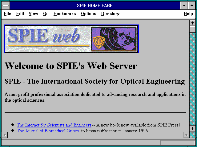 Screenshot of Login: SPIE