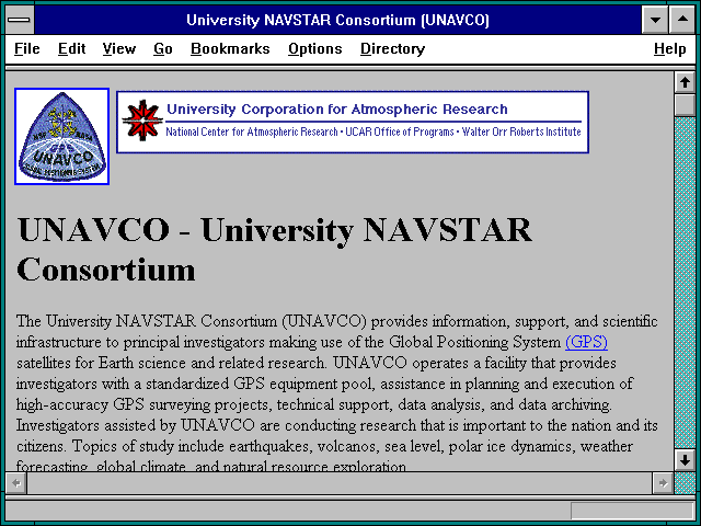 Screenshot of University NAVSTAR Consortium (UNAVCO)