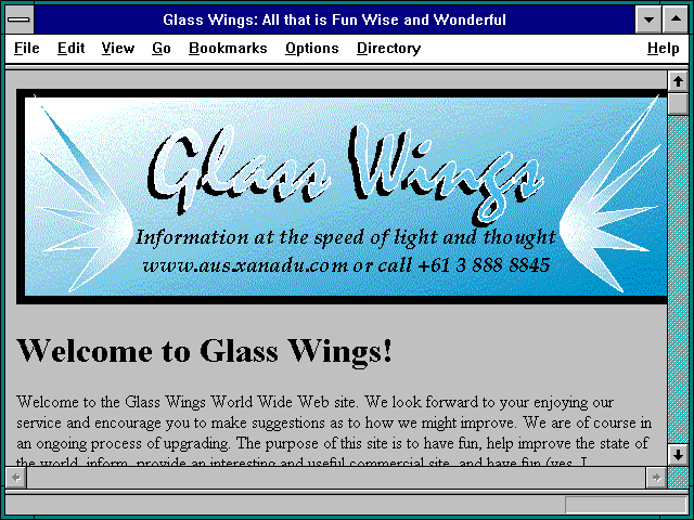 Screenshot of Glass Wings: All that is Fun Wise and Wonderful