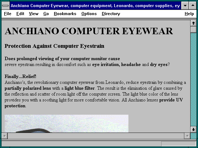 Screenshot of Anchiano Computer Eyewear