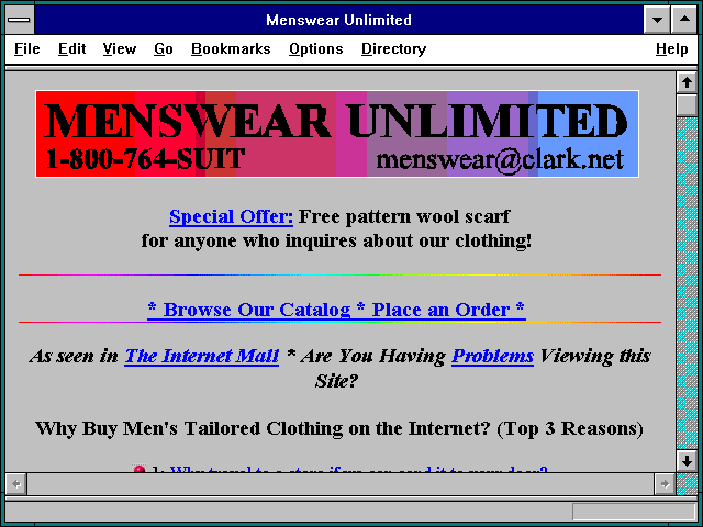 Screenshot of Menswear Unlimited