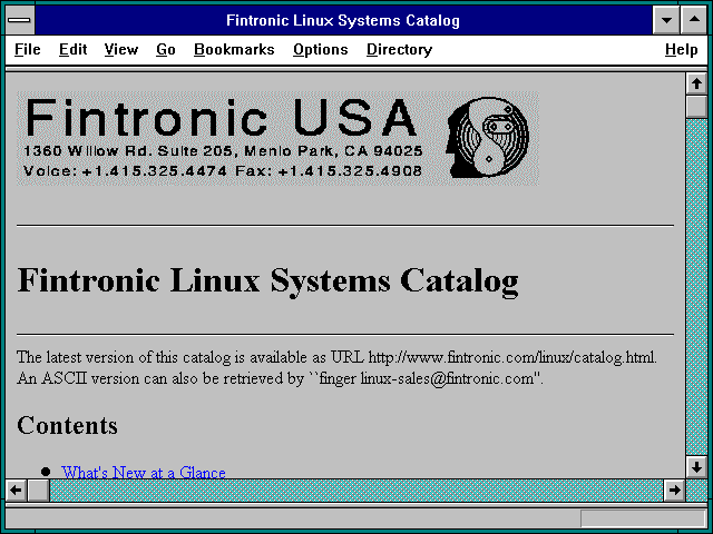 Screenshot of Fintronic Linux Systems Catalog