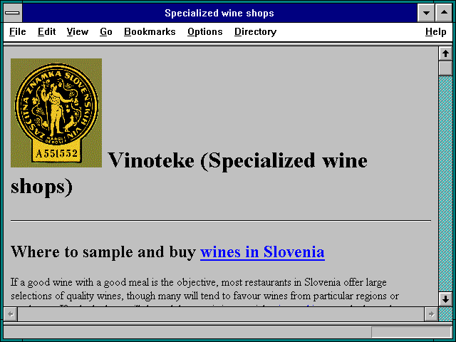 Screenshot of Specialized wine shops