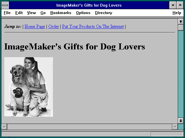 Screenshot of ImageMaker's Gifts for Dog Lovers