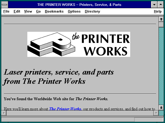 Screenshot of THE PRINTER WORKS -- Printers Service & Parts