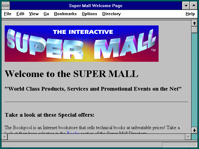 Screenshot of Super Mall Welcome Page