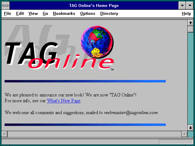 Screenshot of TAG Online's Home Page