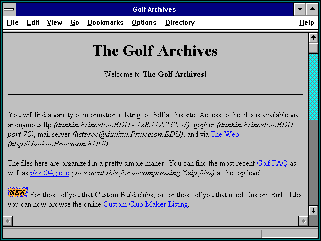 Screenshot of Golf Archives