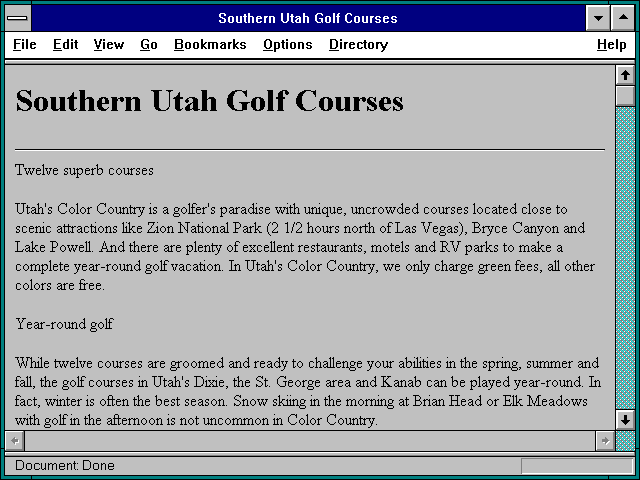 Screenshot of Southern Utah Golf Courses