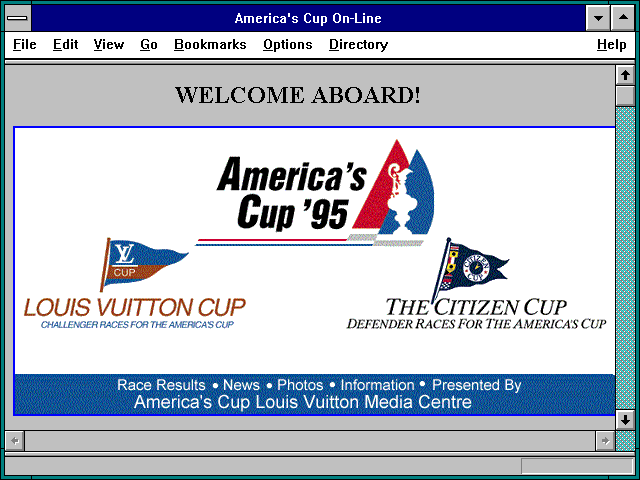 Screenshot of America's Cup On-Line