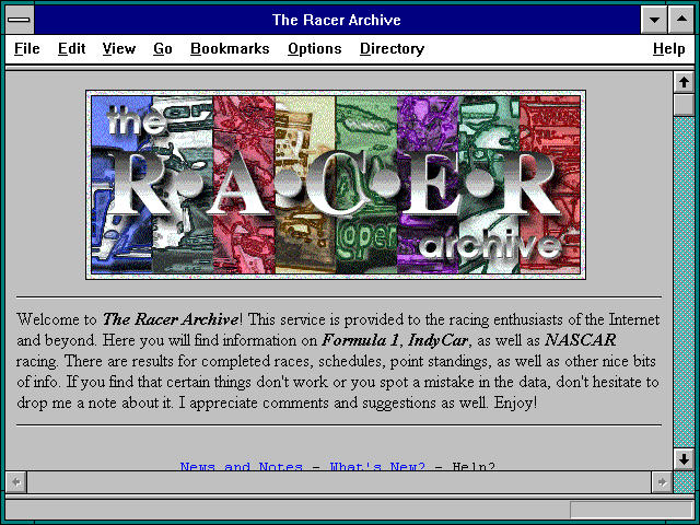 Screenshot of r.a.s. Racer Archive