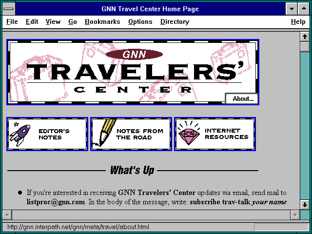 Screenshot of GNN Travel Center Home Page