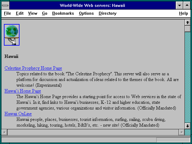 Screenshot of World-Wide Web servers: Hawaii